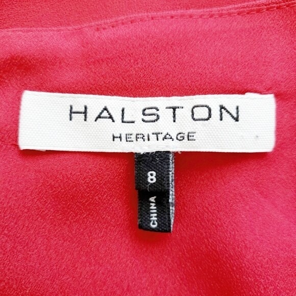 Halston Heritage Red Keyhole Neck Short-Sleeve A-Line Dress- Size 8 - Picture 8 of 8